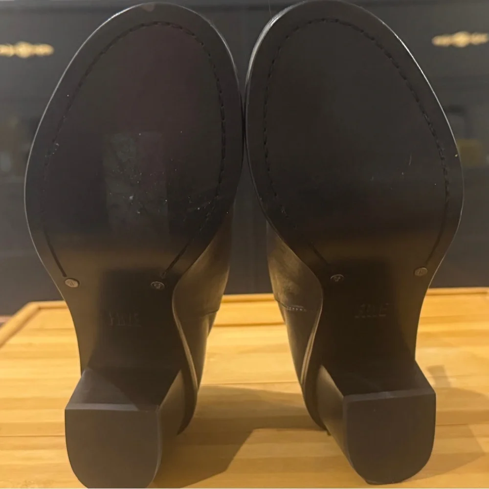 Frye Brielle Charcoal Leather Peep-Toe Ankle Booties Women’s 6M Like New